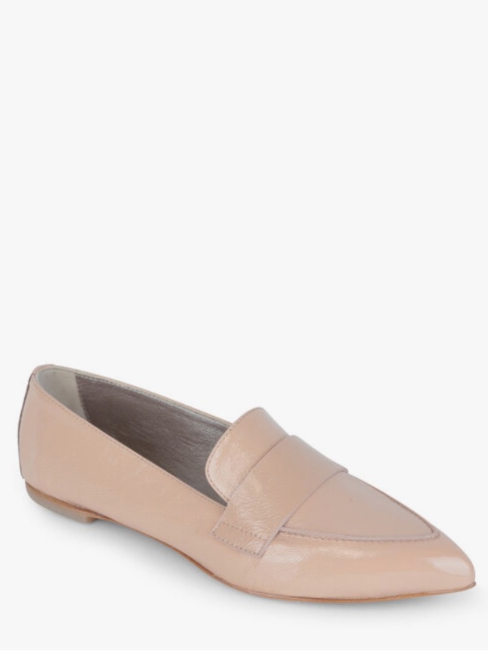 NEW AGL Nude Softy Patent Leather Pointed Pointy Toe Moccasin Loafer, Size 11 41